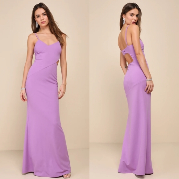 Lulus Alluring Sweetheart Lavender Asymmetrical Cutout Maxi Dress XS Wedding - Picture 1 of 9